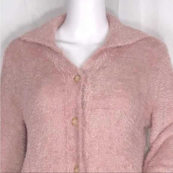 Susina Pink Adobe Soft Teddy Fleece Collared Button Down Cardigan Sweater SzXS - Picture 9 of 16